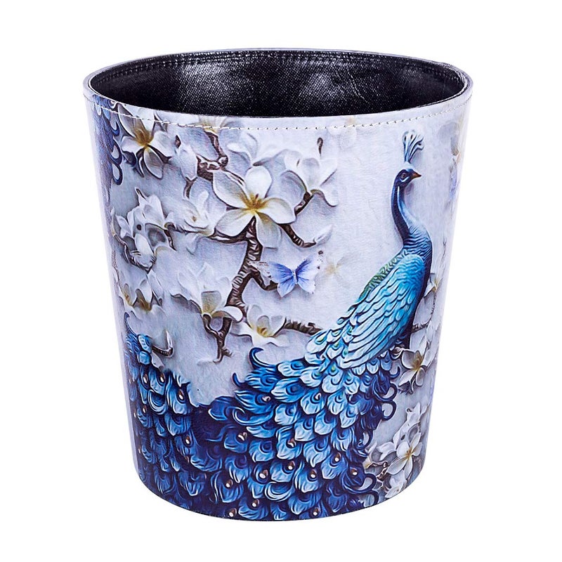 Scakbyer 10L/2.64 Gallon PU Leather Trash Can Decorative Waterproof Wastebasket Paper Basket Garbage Bin for Home Office Bathroom - Image 1